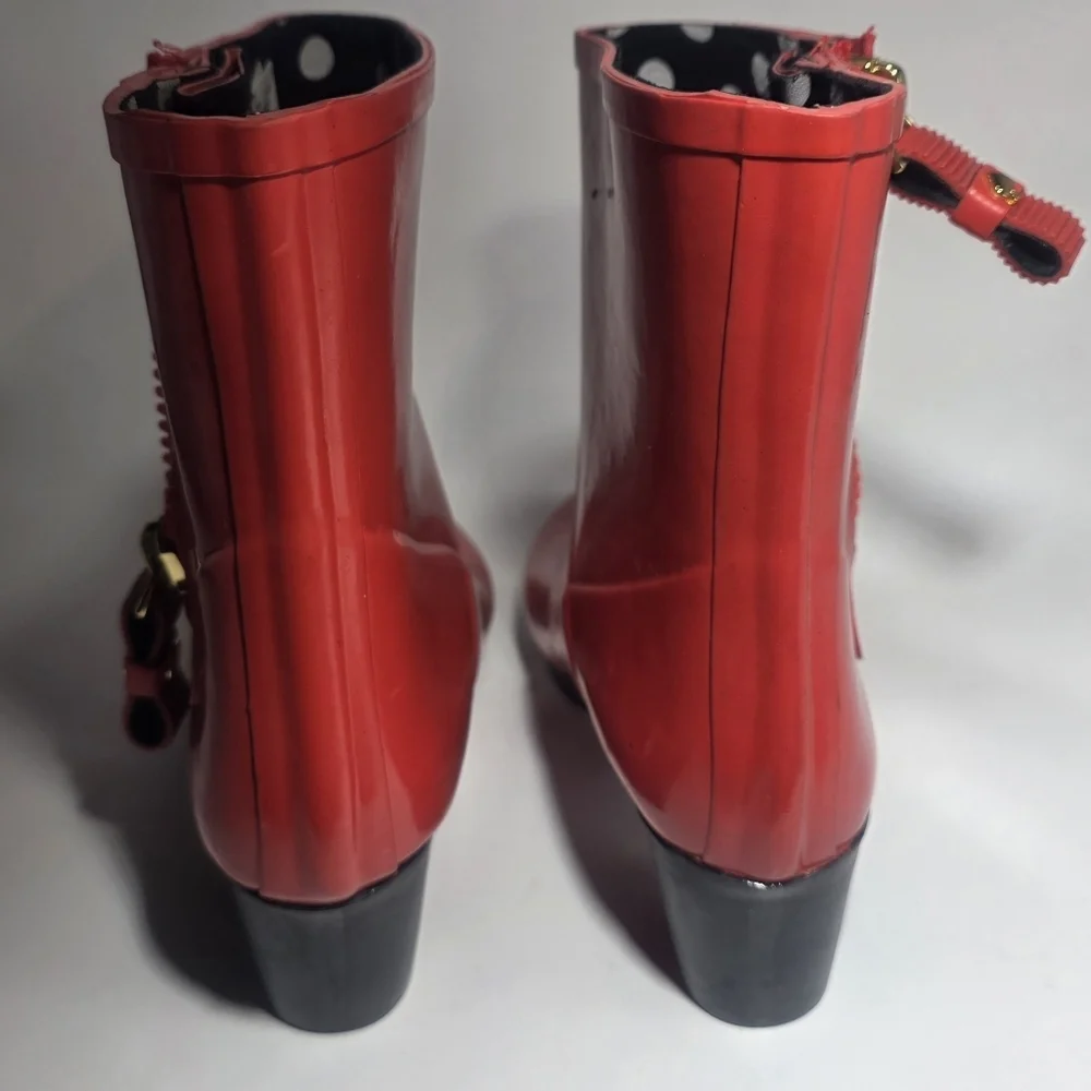 Kate Spade Penny Ankle Rubber Rain Boots, Size 5  Red Color New